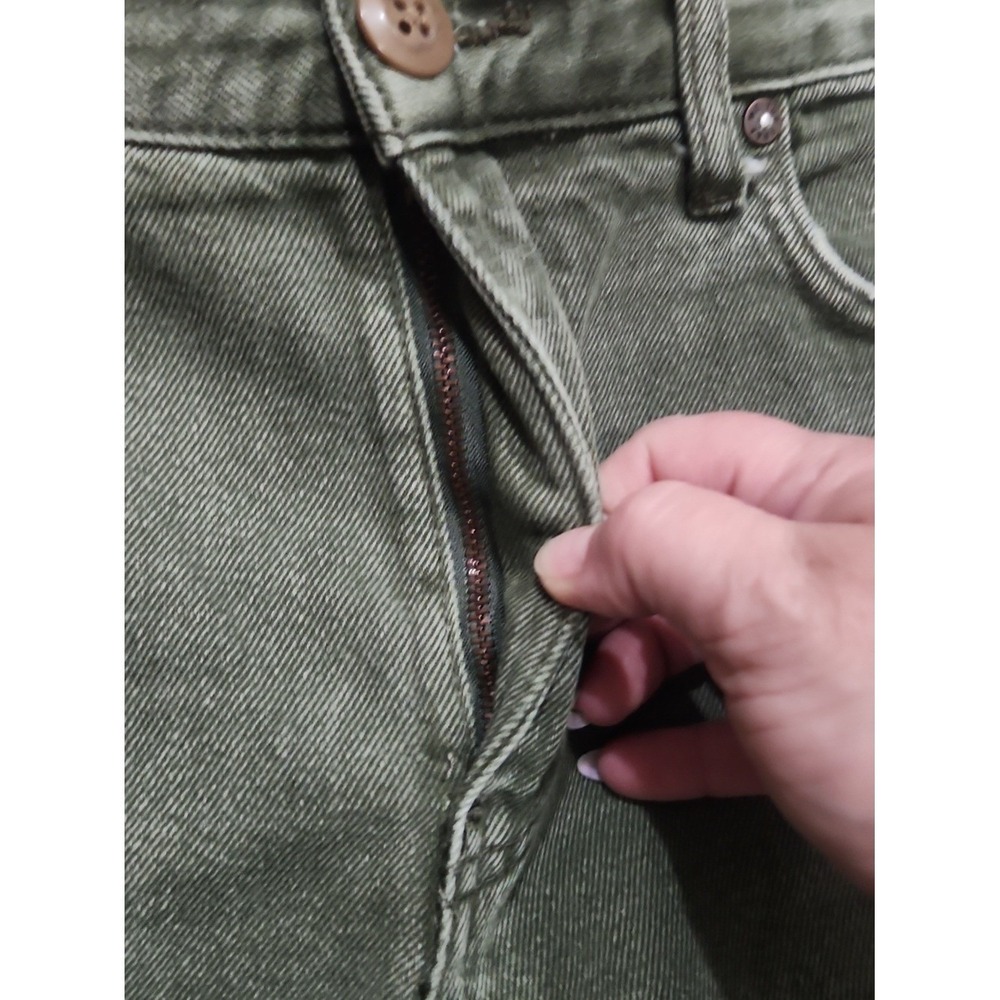 We The Free Boho Bermuda Jean Shorts Distressed Midrise Cotton Green Jort 28 - Picture 4 of 6